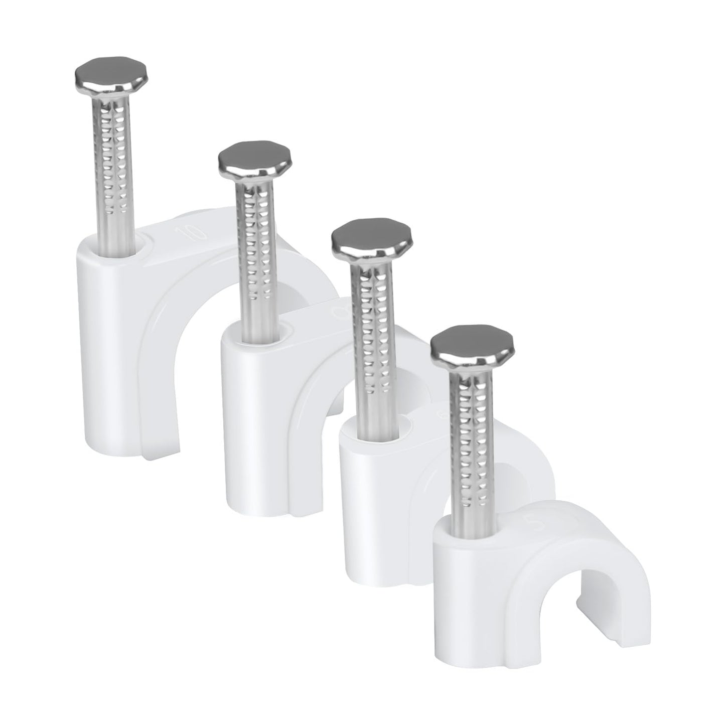 LeMotech Cable Clips, 1000pcs 8mm Wire Wall Clips with Steel Nails, Coaxial Nail Clamps for Cable Cord Management RG6 RG59 CAT5e CAT6 RJ45 Ethernet Cable Clamps, White