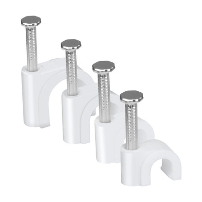 LeMotech Cable Clips, 1000pcs 8mm Wire Wall Clips with Steel Nails, Coaxial Nail Clamps for Cable Cord Management RG6 RG59 CAT5e CAT6 RJ45 Ethernet Cable Clamps, White