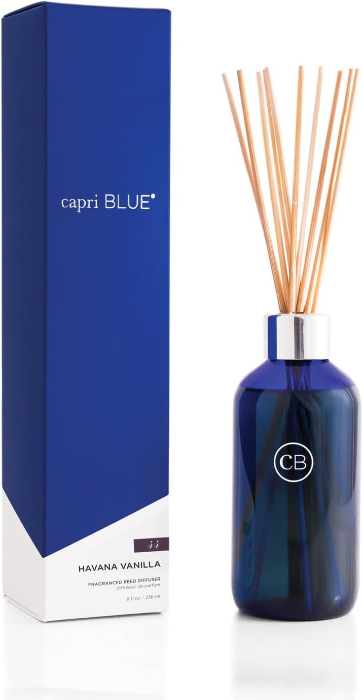 Capri Blue Volcano Reed Diffuser Set - Includes Reeds, Fragrance Oil, and Glass Bottle - Luxury Scented Reed Diffusers for Home Decor - Room Fresheners - White (8 fl oz)