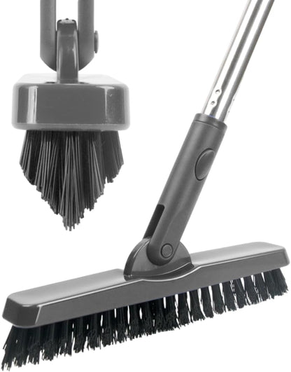 CELOX Grout Brush with Long Handle, 180°Rotation Tile Grout Cleaning Brush, Gray