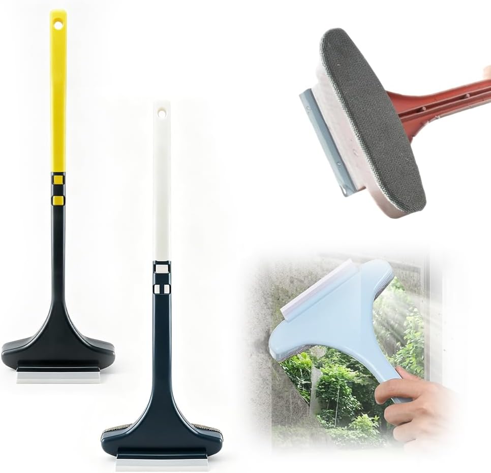 2 in 1 Window Screen Cleaner Brush Tool with Squeegee - Mesh Cleaner Brush,Multi-Purpose Detachable Cleaning Brush for Patio, Door, Mesh Screen (Bule)
