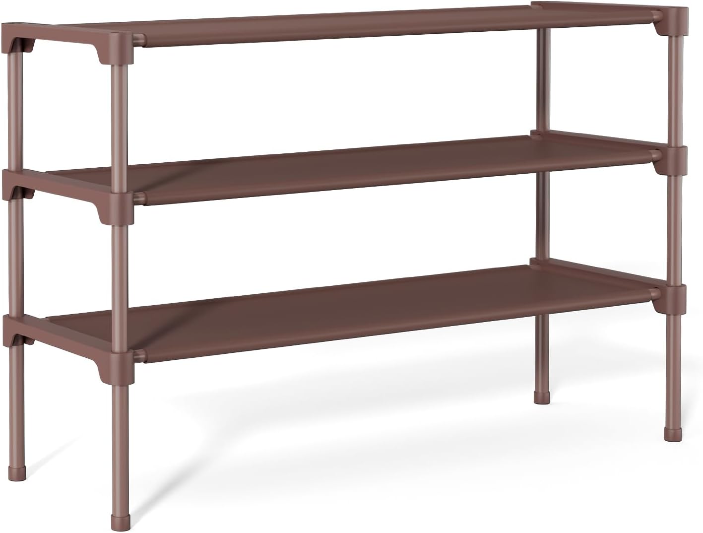 32.3" Widening Design Shoe Rack for Closet 16 Pairs Small Spaces Non-Woven 3 Tier Shoe Organizer Stackable Metal Shoe Shelf for Entryway, Bedroom