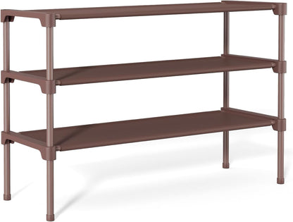 32.3" Widening Design Shoe Rack for Closet 16 Pairs Small Spaces Non-Woven 3 Tier Shoe Organizer Stackable Metal Shoe Shelf for Entryway, Bedroom