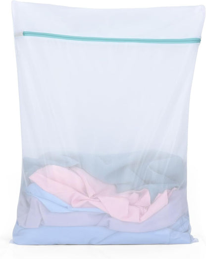 OTraki Large Mesh Laundry Bags 28x35 inch Zipper Mesh Lingerie Bags for Washing Delicates Net Laundry Mesh Bag Machine Washable for Dorm Hotel Camp Don't Drying, Melting 140-176℉, White