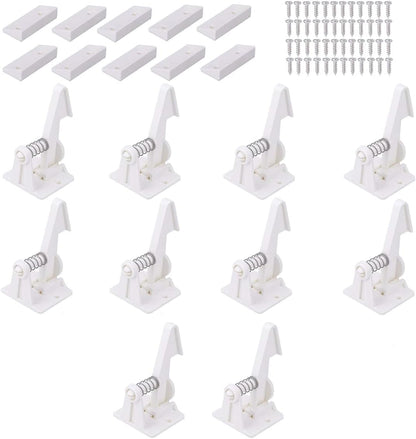 10 Pack Cabinet Locks Child Safety, NO Drilling 3M Adhesive Baby Proof Drawer Lock Child proofing cabinets latches for Kids Latch for Drawers & Door Child Safety Locks