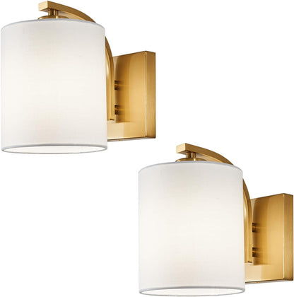 Battery Operated Wall Sconce Set of 2, Brushed Gold Rechargeable Wall Lights with Remote Control and Dimmable LED Bulbs, 13 Light Colors Wireless Wall Lamps for Bedroom Living Room Hallway (Gold)