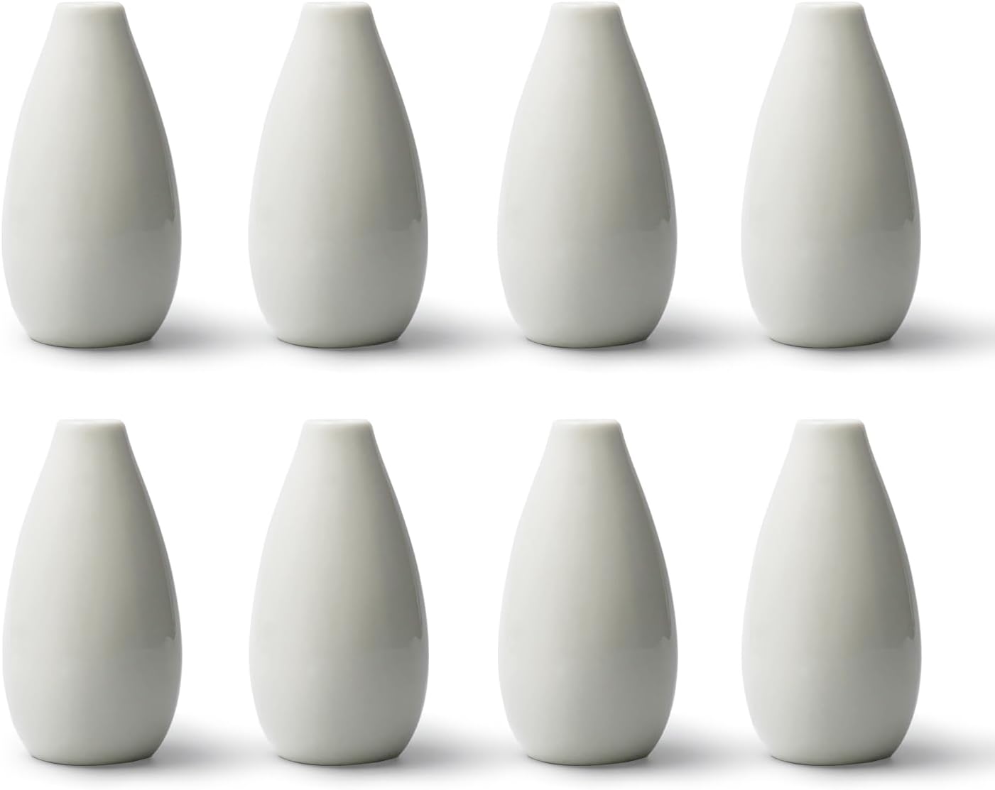 Modern Small Flower Vases 8 Pack - Ceramic, White