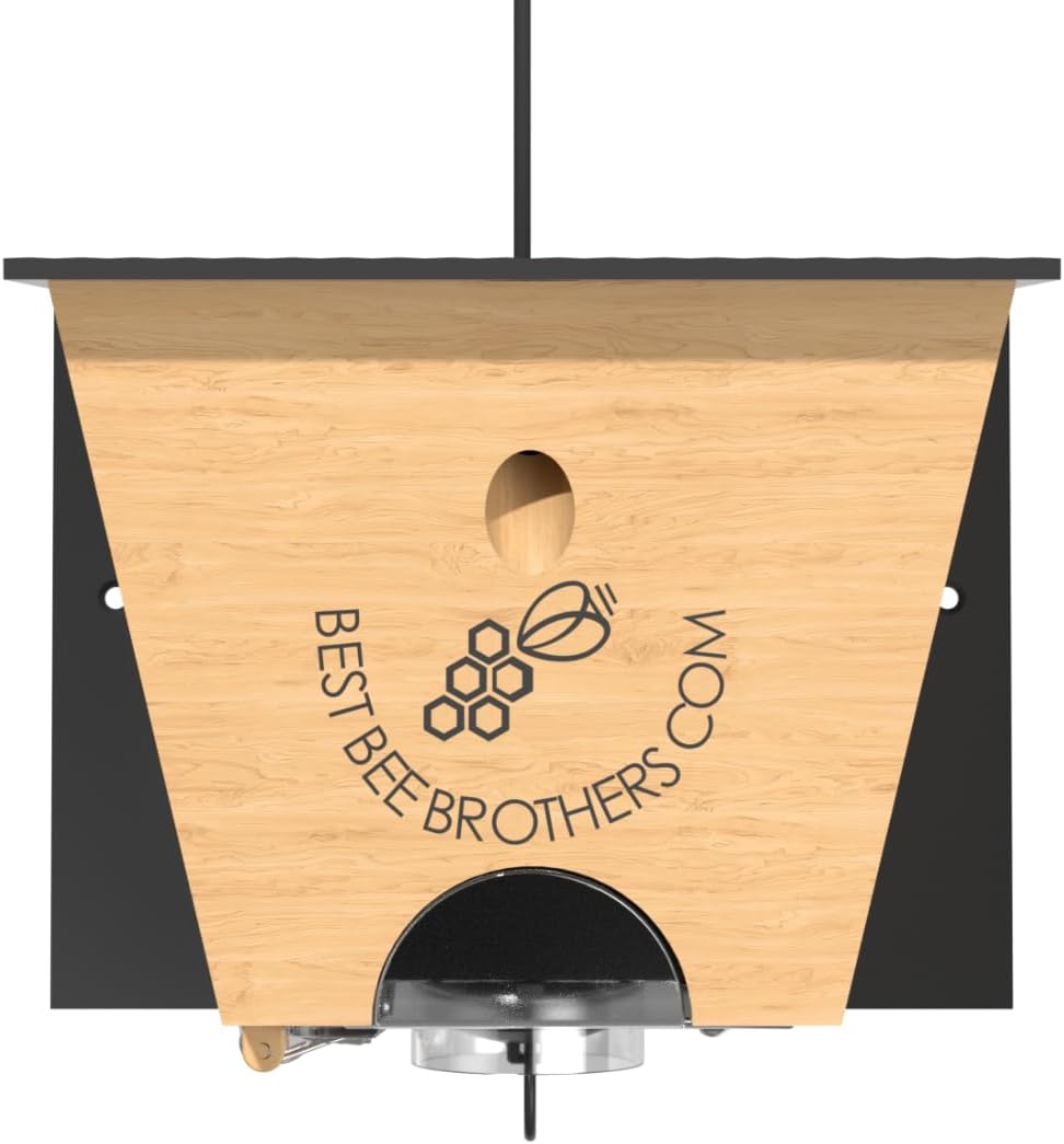 Best Bee Brothers Turbo Trap 2.0, Professional-Grade Carpenter Bee Trap for Outside with Bee Vault, Large Viewport & Spring-Loaded Door, 4.1” W x 4.8” H x 5.9” D