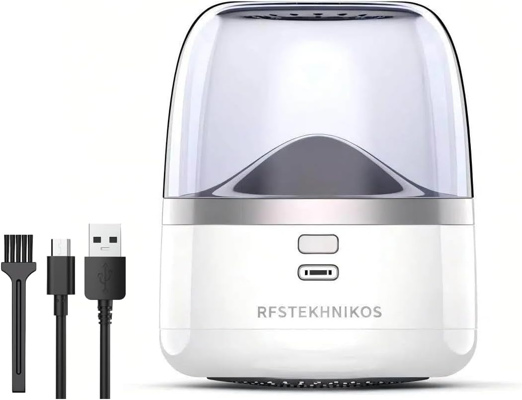 Electric Fabric Shaver – USB Rechargeable Lint Remover with 6 Blades, Safe for All Fabrics, Clothes, Sweater, Sofa & Furniture – Portable Pilling Remover for Home & Travel (White)