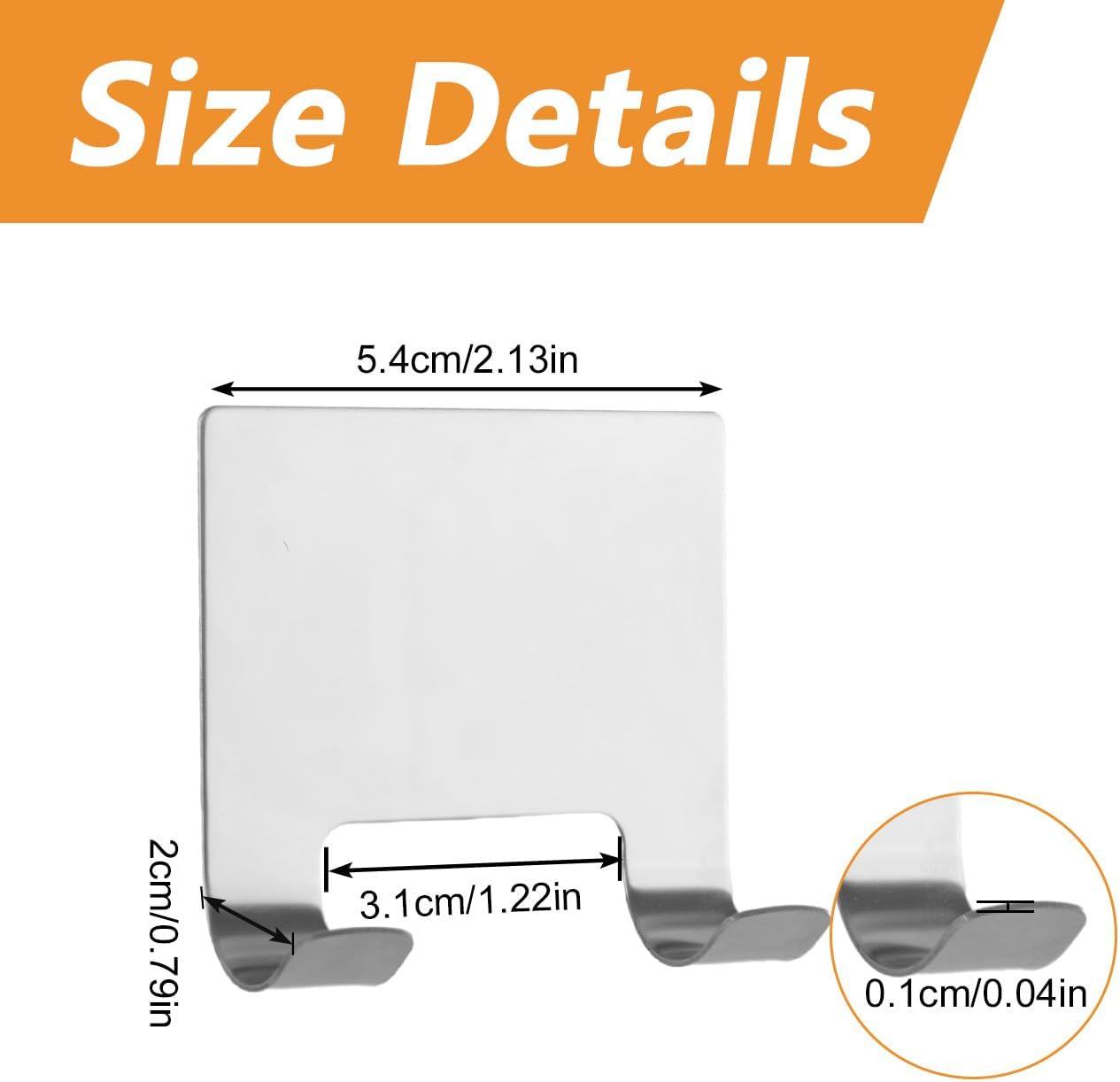 MOROBOR 4 Pcs Shower Squeegee Adhesive Hook, All-Purpose Scraper Holders Towel Hooks Stainless Steel Waterproof Storage Hook Bath Accessories for Kitchen & Bathroom（Silver）