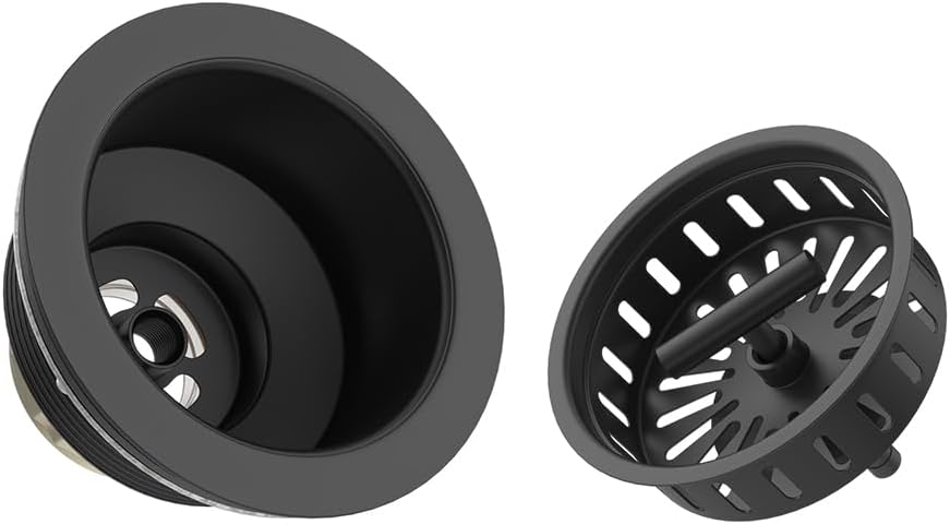 KONE 3-1/2 Inch Kitchen Sink Drain Strainer Assembly Made by All Stainless Steel with Strainer Basket/Drain Stopper, Replacement for Standard Commercial Drains