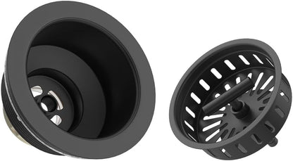 KONE 3-1/2 Inch Kitchen Sink Drain Strainer Assembly Made by All Stainless Steel with Strainer Basket/Drain Stopper, Replacement for Standard Commercial Drains