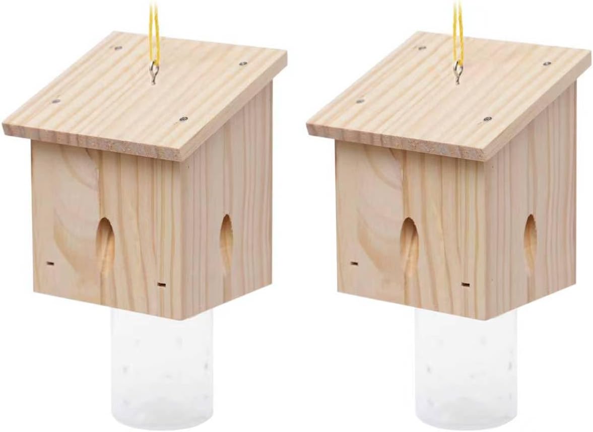 Carpenter Bee Trap for Outside - Pentroof Style Nature Hanging Wood Carpenter Bee Traps Outdoor - Best Bee Trap - Insect Traps with Removable Vault