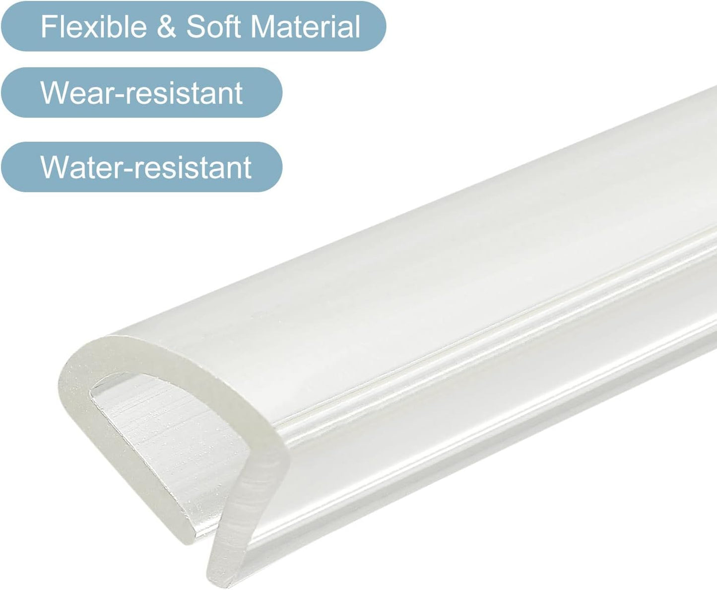 uxcell U Channel Edge Trim, 4.9ft Length Soft Rubber Guard Seal Strip Edge Protector Fit for 1-2mm Edge, (9/32" W x 5/32" H) Clear
