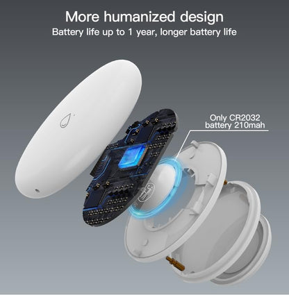 Tuya ZigBee Smart Water Leak Sensor with Built-in Alarm, IP54 Water-Resistant Flood Detector, App Notification & Remote Monitoring, Compatible with Alexa & Google Home (ZigBee Hub Required)