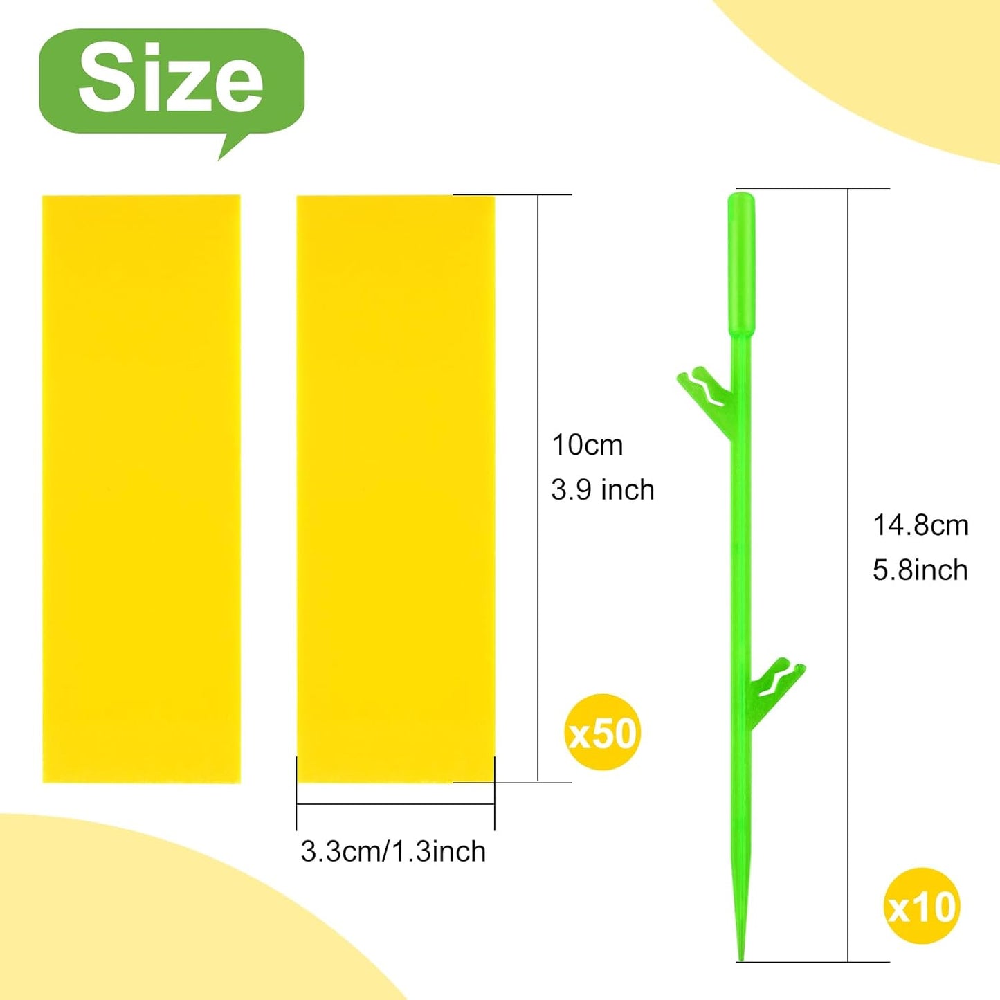 Fruit Fly Traps, 100 Pack Yellow Sticky Traps, Fungus Gnat Traps, Plant Fly Stickers for Indoor and Outdoor Use Protect The Plant