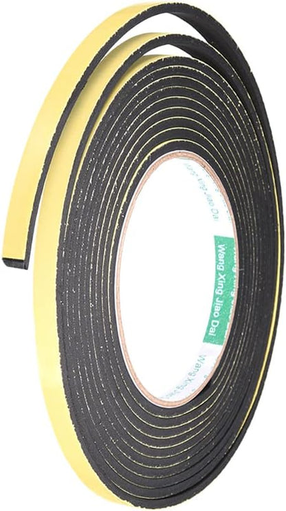 uxcell Sealing Foam Tape 5mm Wide 3mm Thick 4m/13ft Long, Self Adhesive Weather Strip for Window Door Insulation, Pack of 2