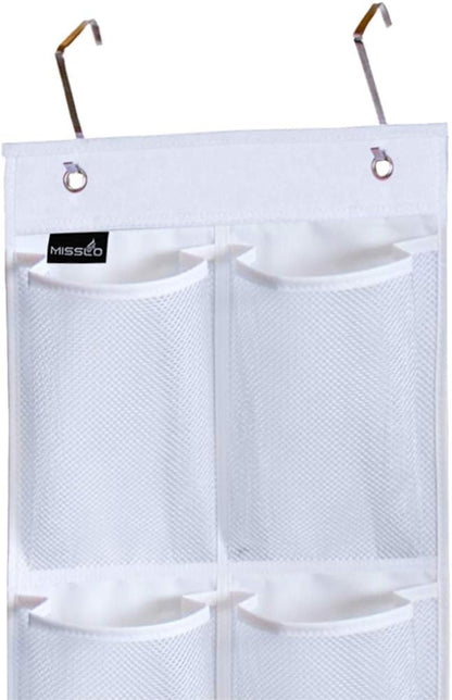 MISSLO Heavy Duty Over The Door Storage with 12 Mesh Pockets (White)