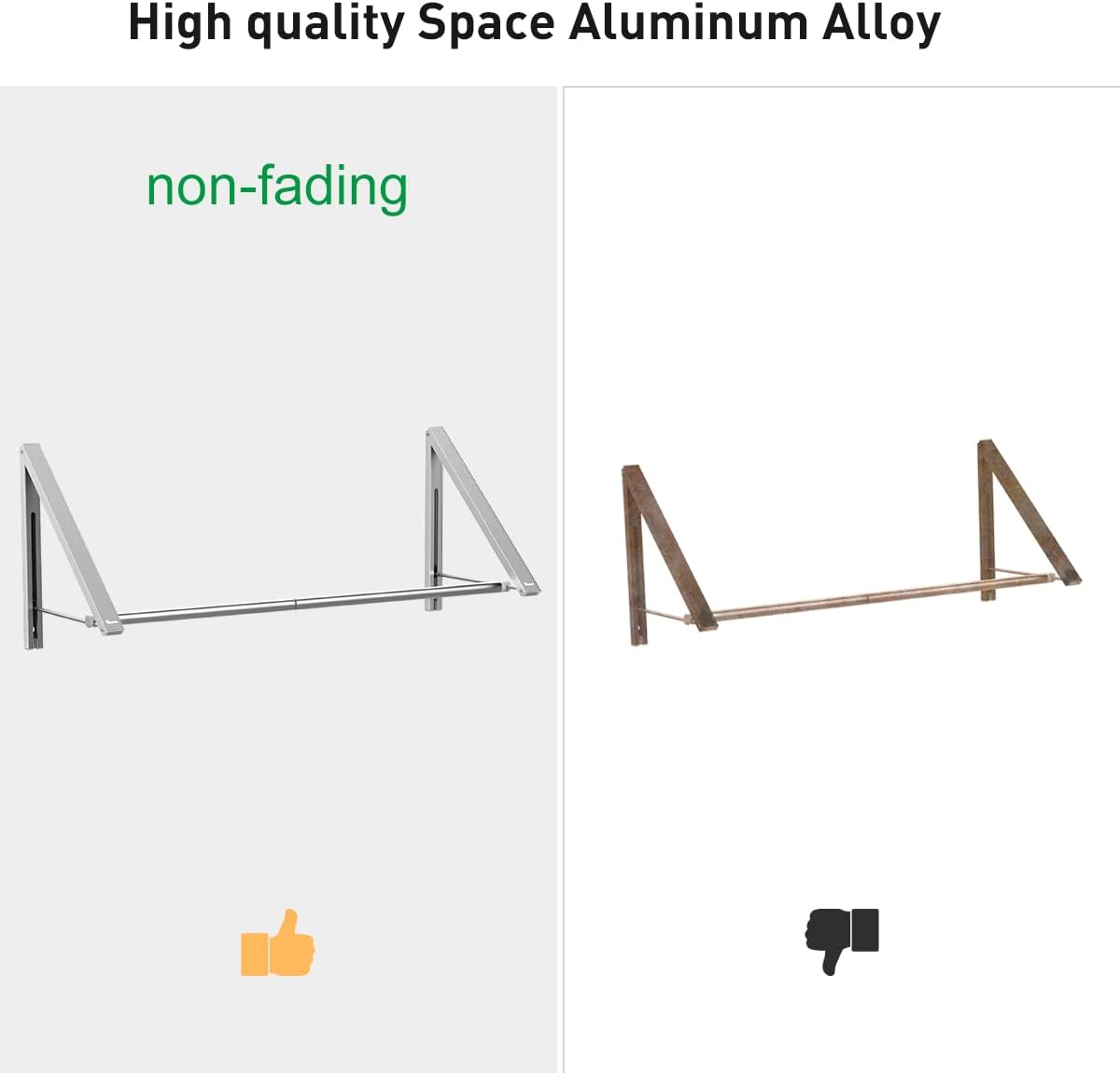 Laundry Room Drying Rack Wall Mounted Clothes Hanger Folding Wall Coat Racks Aluminum Home Storage Organiser Space Savers White 2 Rakcs with Rod