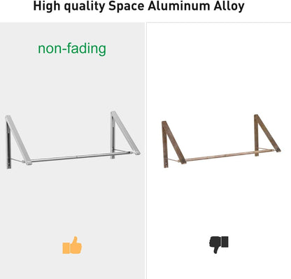 Laundry Room Drying Rack Wall Mounted Clothes Hanger Folding Wall Coat Racks Aluminum Home Storage Organiser Space Savers White 2 Rakcs with Rod