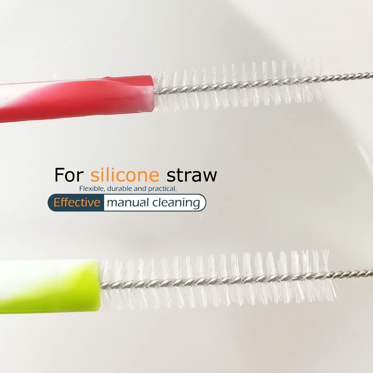 Drinking Straw Cleaning Brushes Set 10 Inches Extra Long 10mm Extra Wide Pipe Tube Cleaner Nylon Bristles Stainless Steel Handle - 10" x 3/8" (10mm) - Set of 15