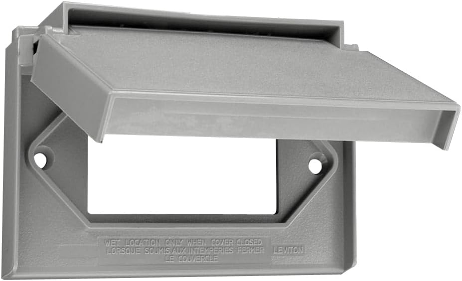 Leviton 1-Gang Decora Wallplate Cover, Weather-Resistant, Thermoplastic, Device Mount, Horizontal Self Closing Lid, 4998-W, White