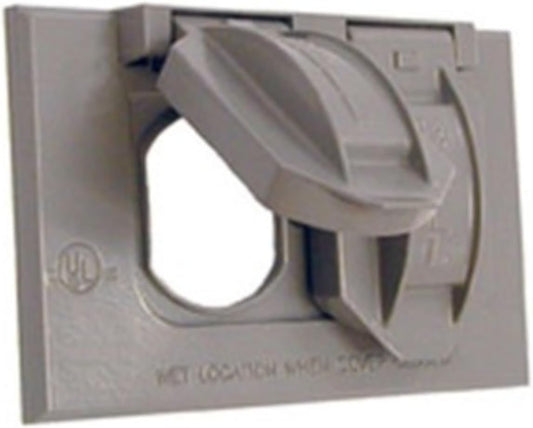 Hubbell-Bell 5180-5 1-Gang Horizontal Weatherproof Cover, Device Mount Flip Cover, Duplex, Gray