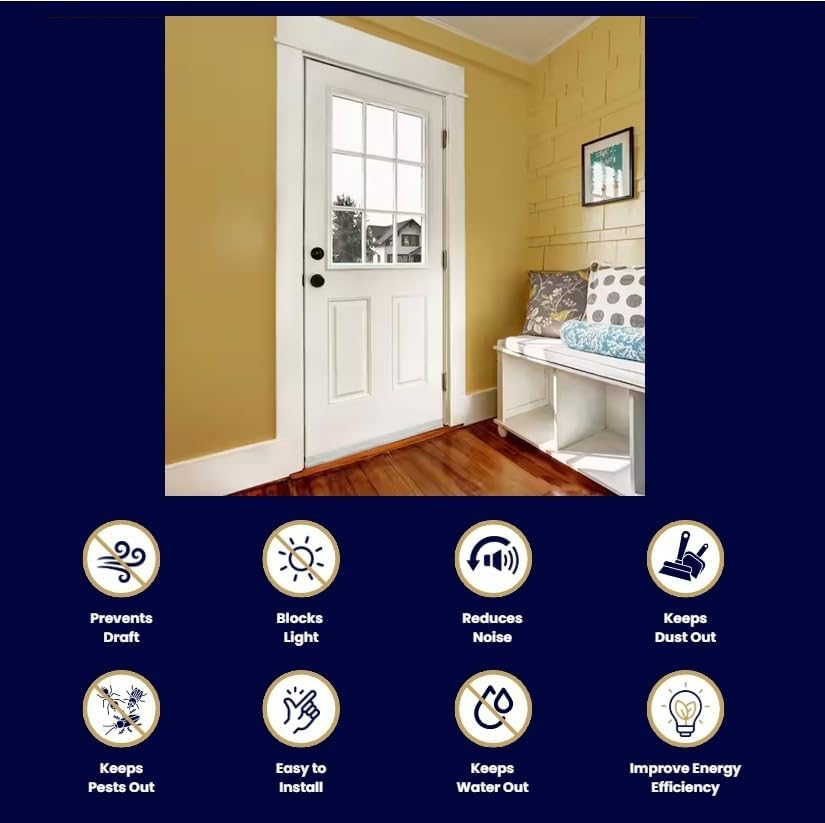 32 Inch White Adjustable Double Bubble Under Door Seal for Exterior Doors, 32 inch Door Sweep with Drip Edge & Drainage Channel Avodah Hardware
