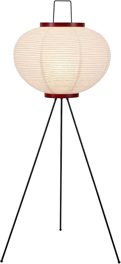 Japanese Rice Paper Floor Lamp - 3000K Color Bulb Included 49.2 Inches White Akari Standing Light - Handmade Japandi Noguchi Lamp with Lantern Lamp Shade for Bedroom Dining Room Living Room