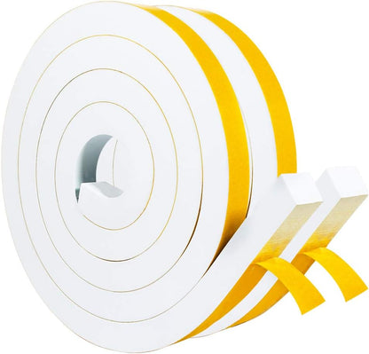 Yotache Weather Stripping Door Seal Strip White 3/8" x1/8", 50Ft Total, Foam Insulation Tape Gasket for Door Frame and Windows, 3 Rolls x 16.5Ft