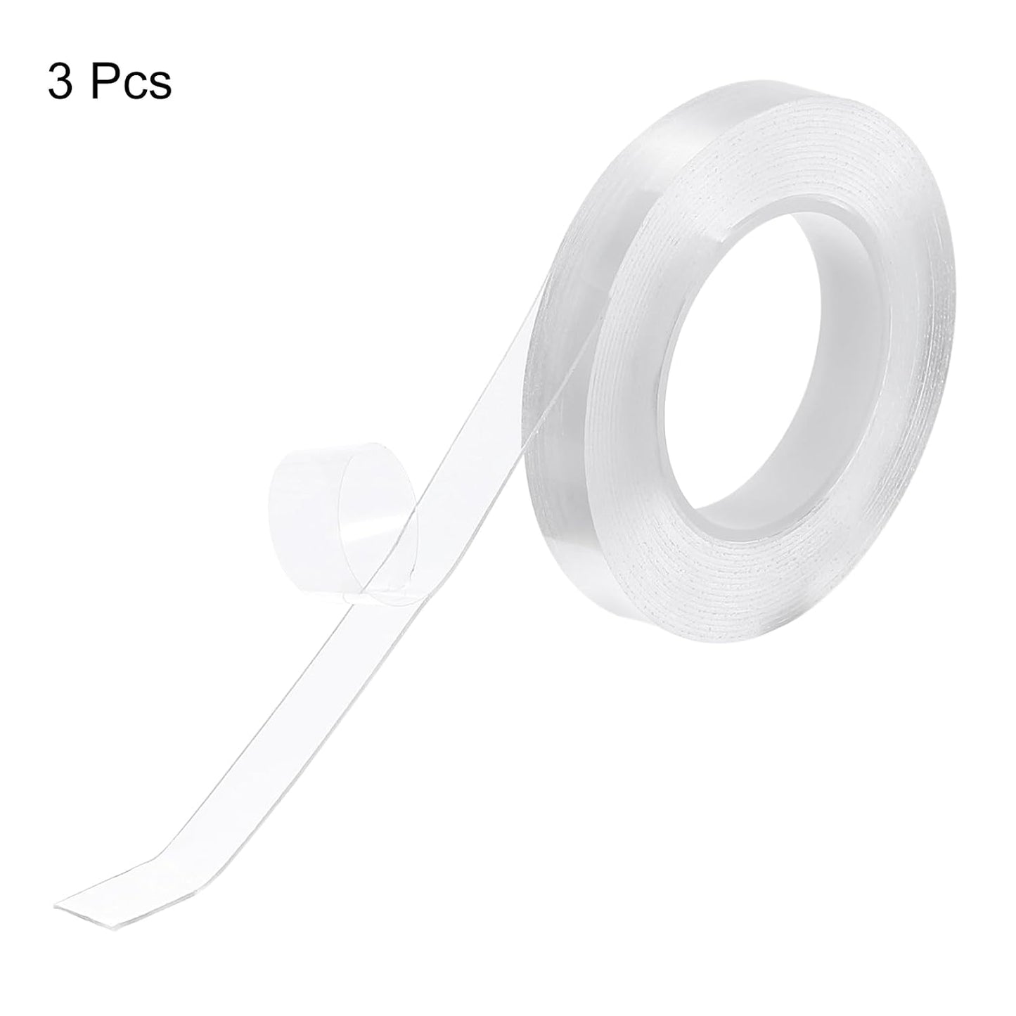 3pcs Double Sided Nano Tape 10FT x 0.4" x 0.04" Multipurpose Removable Clear Mounting Tape Washable Waterproof Picture Hanging Adhesive Strips for Walls Carpets Posters Decor