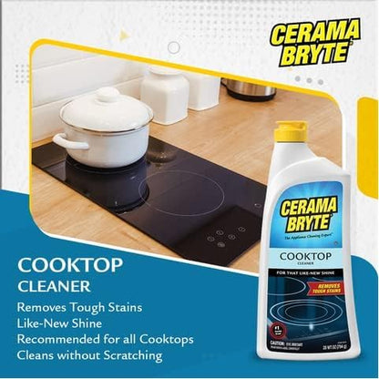 Cerama Bryte Cooktop Cleaner for Glass-Ceramic Surfaces, 18 oz, 2 Pack