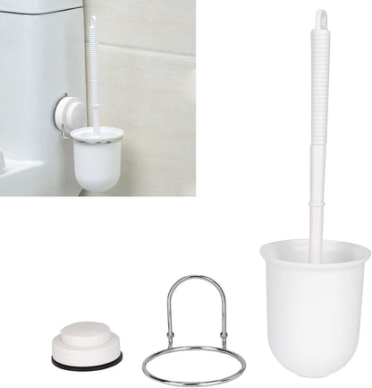 Toilet Brush and Holder Set Wall Mounted Silicone Toilet Brush with Airproof Suction Cup Quick Drying Holder Compact Toilet Cleaner Brush Ergonomic for Bathroom RV Travel