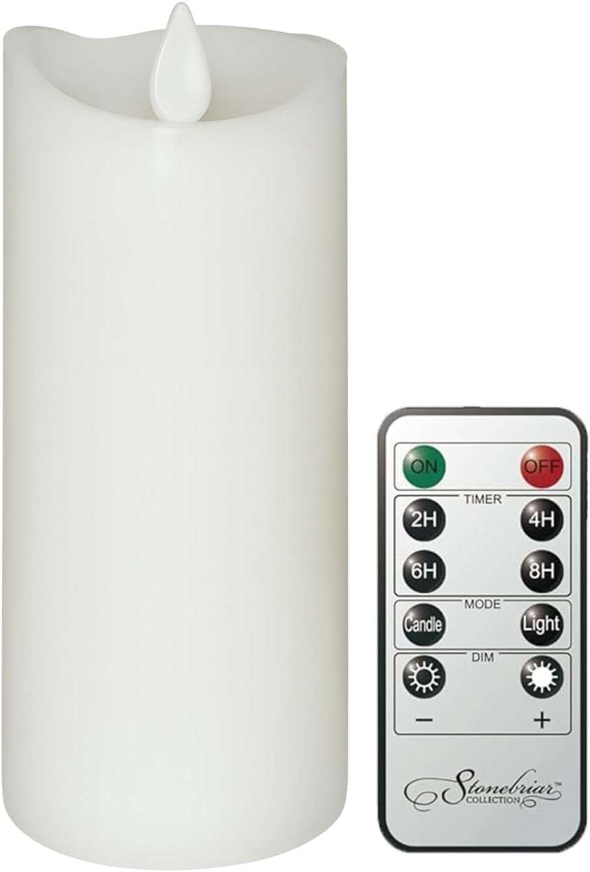 Stonebriar 6 Count White Real Wax 3x3 Flameless LED Pillar Candles with Remote and Timer
