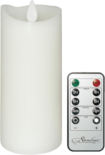 Stonebriar 6 Count White Real Wax 3x3 Flameless LED Pillar Candles with Remote and Timer