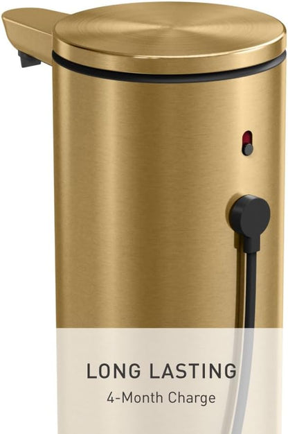 simplehuman Liquid Sensor Pump with Caddy, 9 oz Automatic Soap Dispenser for Kitchen and Bathroom, Touchless Motion Sensor, Variable Dispense, Rechargeable, High-Grade White Steel