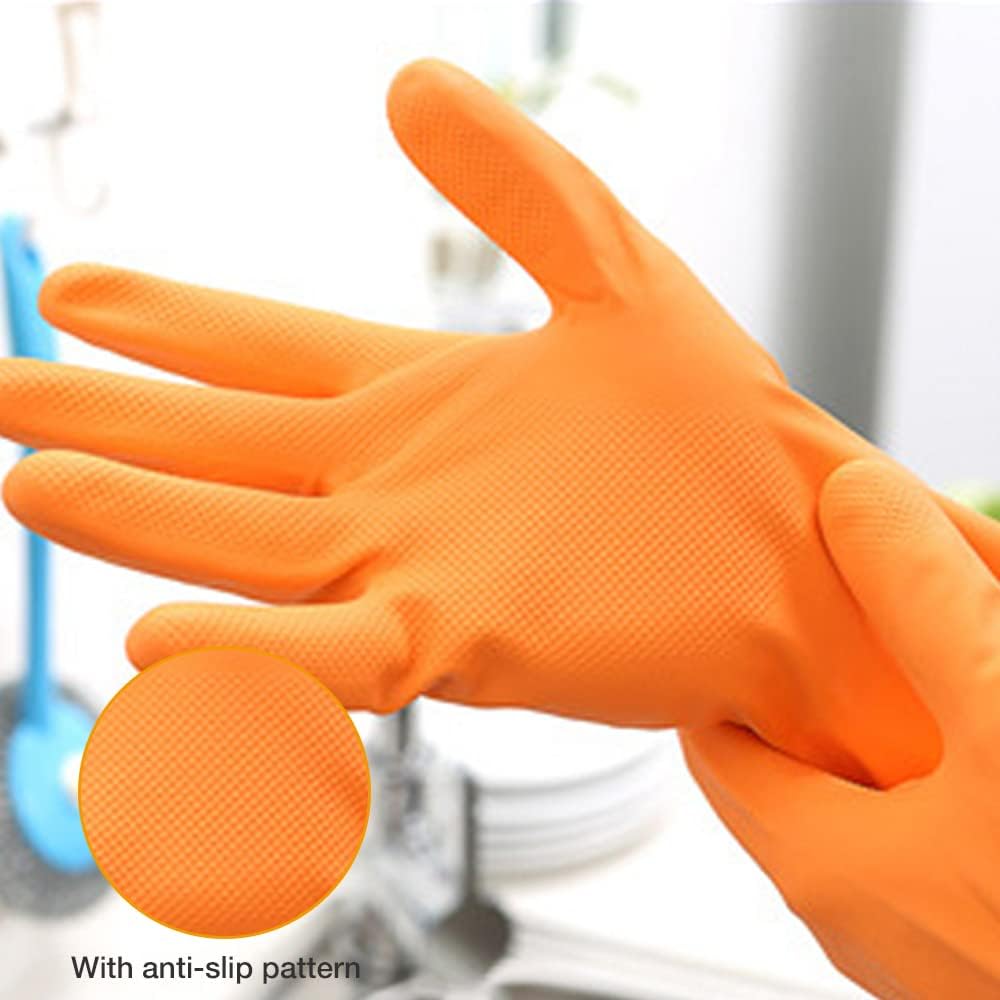 Alimat PluS 3 Pack Reusable Cleaning Gloves Latex Free, Dishwashing Gloves with Cotton Flock Liner and Embossed Palm, Waterproof Household Gloves for Laundry, Gardening (Medium)