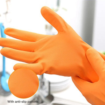 Alimat PluS 3 Pack Reusable Cleaning Gloves Latex Free, Dishwashing Gloves with Cotton Flock Liner and Embossed Palm, Waterproof Household Gloves for Laundry, Gardening (Medium)
