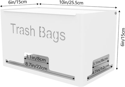 STWWO Large Trash Bag Holder Dispenser, Metal Garbage Bag Dispenser Roll Holder, Kitchen Trash Storage Organizer for Under Sink, Wall Mounted or Freestanding, Black