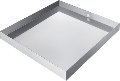 VEVOR 32 x 30 x 2.5 Inch Washing Machine Pan 18 GA Thickness Galvanized Steel Heavy Duty Compact Washer Drip Tray with Drain Hole & Hose Adapter