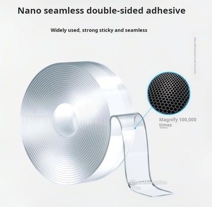 Nano Double Sided Tape, 2 Rolls Heavy Duty Clear Mounting Tape, Removable Washable Adhesive Tape, Strong Sticky Traceless Gel Tape for Home Office Wall Decor, Carpet, Kitchen & Car (20mm x 5m x 0.5mm)