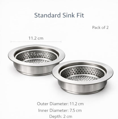 [2-Pack] Kitchen Sink Strainer (4.5-Inch) - Premium 304 Stainless Steel Drain Basket with Anti-Clog Micro-Mesh | Fits Standard Kitchen Sinks | Heavy-Duty, Rustproof & Dishwasher Safe