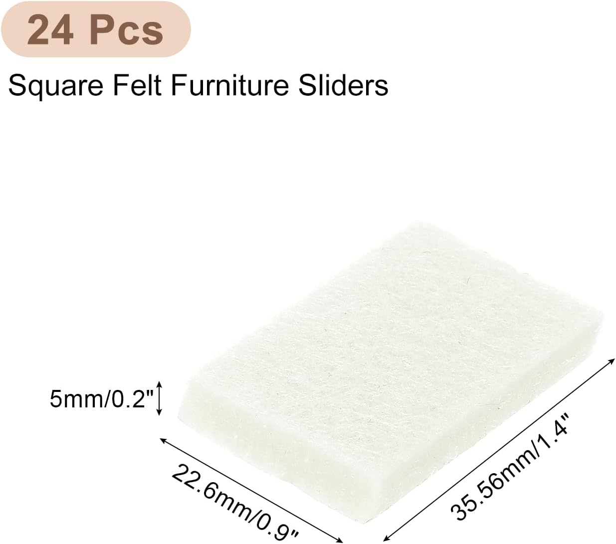 uxcell Furniture Pads, 24Pcs 1.4"x0.9" - Rectangle Self Adhesive Felt Furniture Pads, Hardwood Floor Protectors for Furniture Feet Chairs Legs (Black)