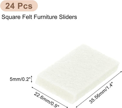 uxcell Furniture Pads, 24Pcs 1.4"x0.9" - Rectangle Self Adhesive Felt Furniture Pads, Hardwood Floor Protectors for Furniture Feet Chairs Legs (Black)