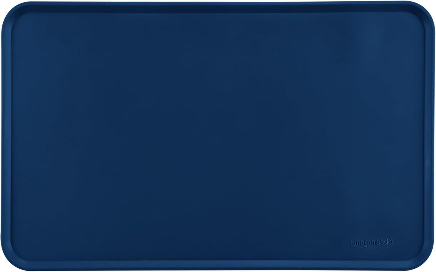 Amazon Basics Waterproof Non-Slip Silicone Pet Feeding Mat with Raised Edges for Food and Water Bowls, Easy to Clean Pet Placemat to Protect Floors, 18.5" x 11.5", Black