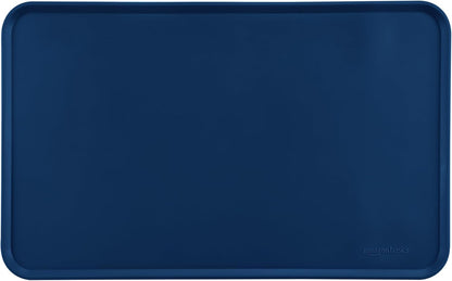 Amazon Basics Waterproof Non-Slip Silicone Pet Feeding Mat with Raised Edges for Food and Water Bowls, Easy to Clean Pet Placemat to Protect Floors, 18.5" x 11.5", Black