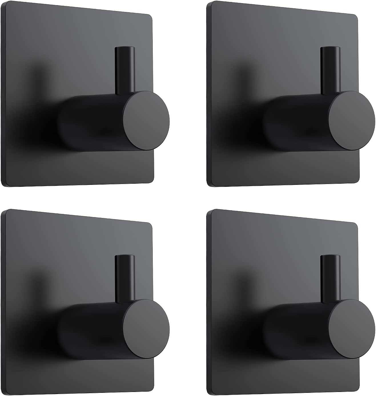 VIS'V Adhesive Towel Hooks, Waterproof Shower Wall Stick on Hooks, 2 Extra Adhesive Strips, White, 4 Pcs