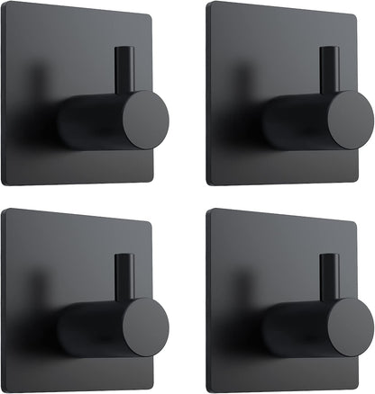 VIS'V Adhesive Towel Hooks, Waterproof Shower Wall Stick on Hooks, 2 Extra Adhesive Strips, White, 4 Pcs