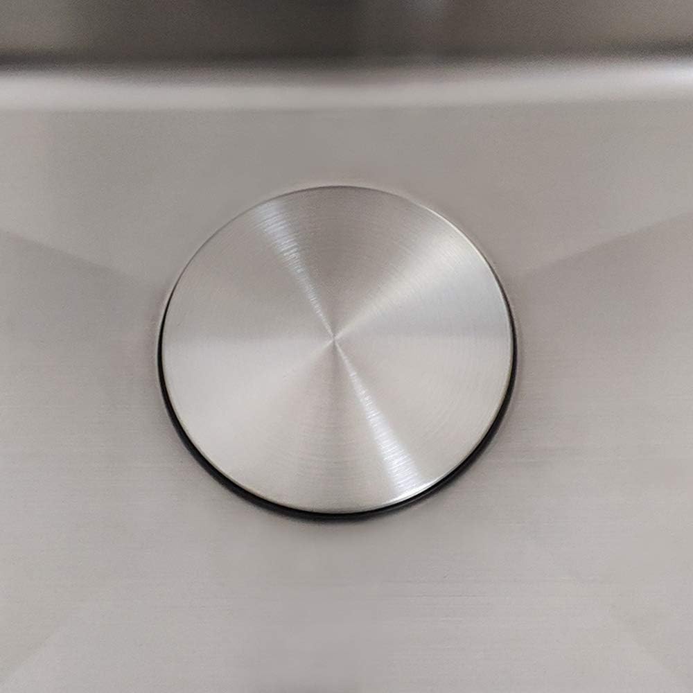 GZILA 3.5" Kitchen Sink Drain Strainer Assembly Kit with Stopper Cover, Removable Deep Waste Basket Replacement, SUS304 Stainless Steel Brushed Nickel, Add Decor Flat Lid