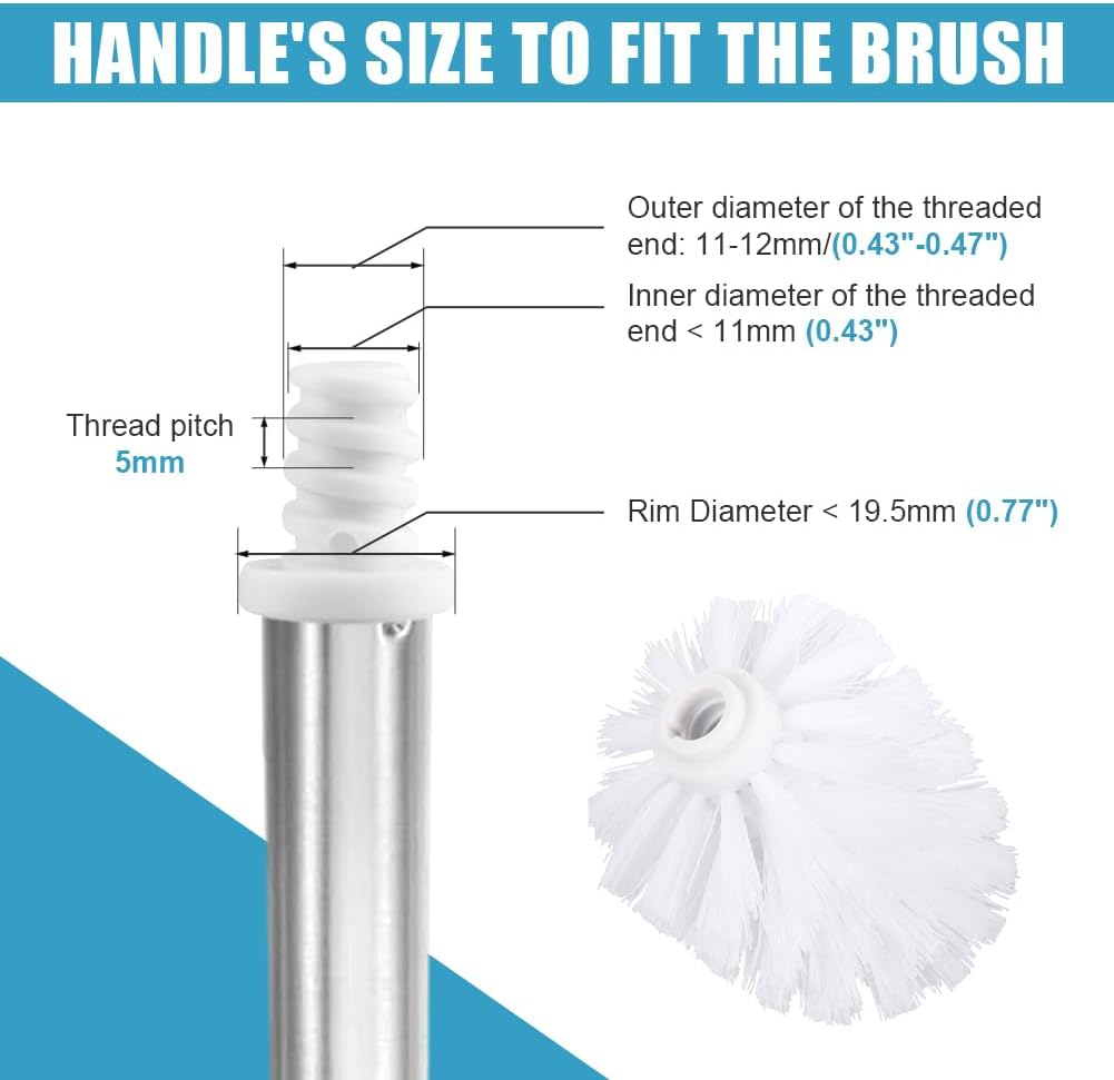EKDJKK 2PCS Toilet Bowl Brush Replacement Head, Toilet Brush Head Replacement with Durable Stiff Bristles, Cleaning Tool for Home Hotel Bathroom (White)